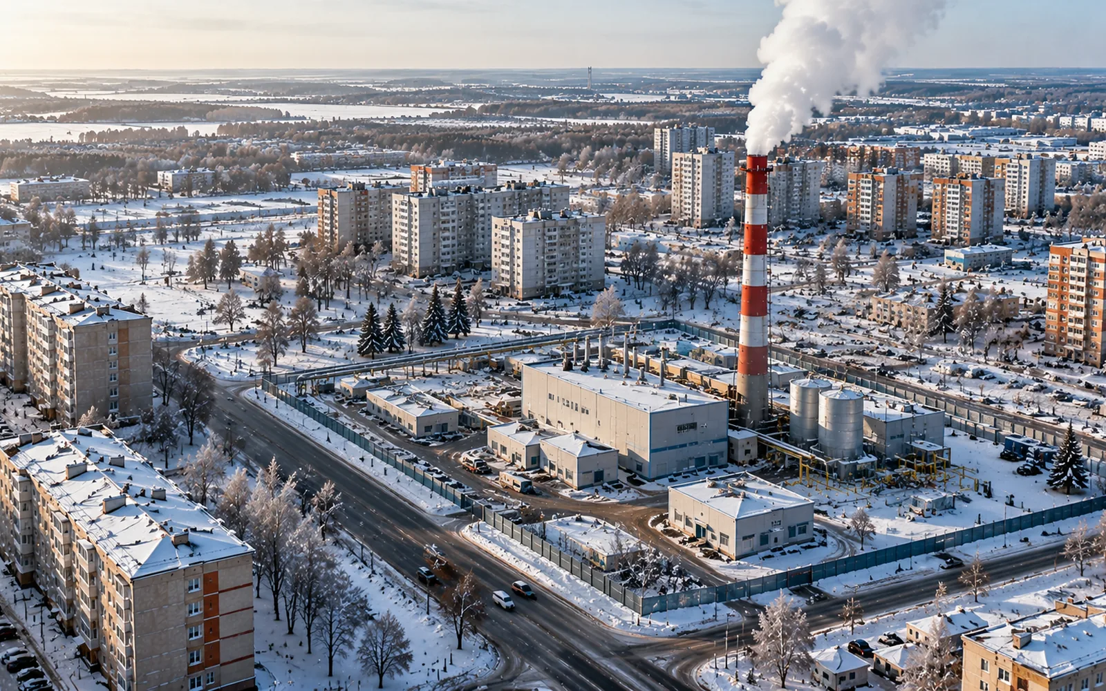 Микрорайон с котельной, вид с высоты